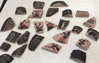 painted pottery fragments sherds of painted pottery