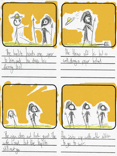 Extract of storyboard by UCL Academy students extract from a storyboard