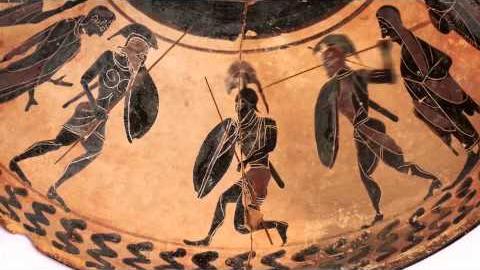 Warriors training with spears and shields