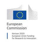 Logo for the European Commission's Horizon 2020 research funding programme.  The Commission's logo, with the EU flag and grey lines, sits above the name of the organisation and project.