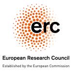 Logo of the European Research Council, with orange dots in a circle around the acronym ERC. Text at the bottom reads "European Research Council - Established by the European Commission".